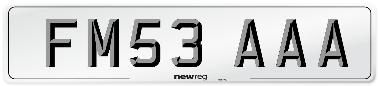 FM53 AAA Number Plate from New Reg